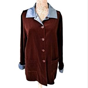 NWT Susan Graver Reversable Wear Pea Coat in Chocolate Brown and Beautiful Blue